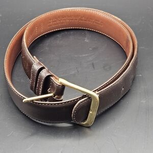 Coach 34" Brown and Gold Leather Belt with Brass Buckle